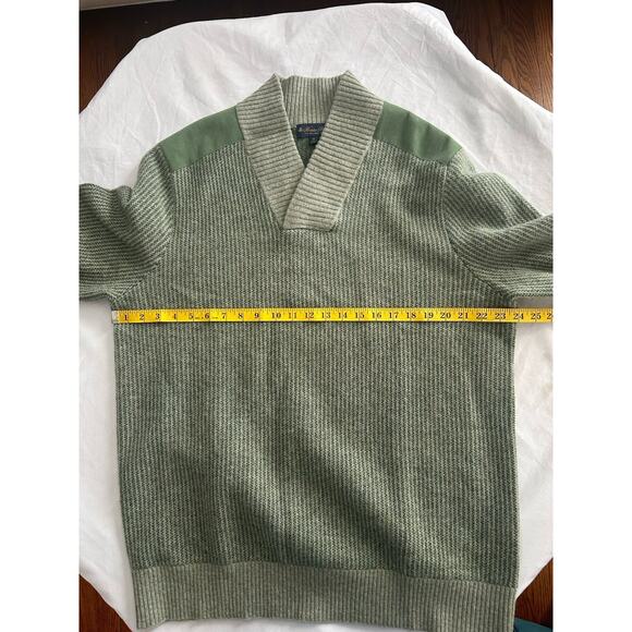 Brooks Brothers Wool High V-neck Striped Sweater Mens Size XL Green Preppy NWT - Picture 5 of 7